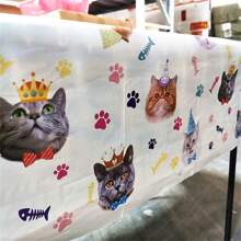 1Pc, Pet Cat Themed Party Tablecloth, Cat Paw Print Plastic Tablecloth Table Cover, Birthday Party Tableware Supplies For Puppy Cat Birthday Decorations Party Favors - As Shown In the Figure - View 6