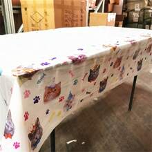 1Pc, Pet Cat Themed Party Tablecloth, Cat Paw Print Plastic Tablecloth Table Cover, Birthday Party Tableware Supplies For Puppy Cat Birthday Decorations Party Favors - As Shown In the Figure - View 7