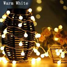 1pc Warm White Battery Powered Mini Ball String Light - Apricot - View 1
