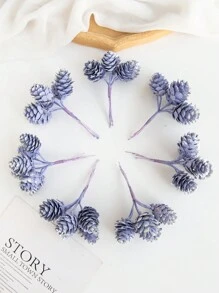 1束（6枝）人造植物、松果、塑料材質、金粉效果、diy花圈材料、糖果盒裝飾、情人節禮物家裝、婚禮裝飾、新娘手腕花、胸花、頭花材料 - 款式10 - 查看 1