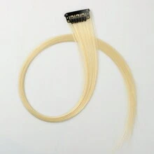 6 piezas Extensiones de cabello con clip de colores, destellos de fiesta, extensiones de cabello liso dorado de 20 pulgadas, pelucas sintéticas con clip, adecuadas para disfraz de Halloween, Navidad, regalo de Año Nuevo, mujeres (dorado) - Dorado - Ver 7