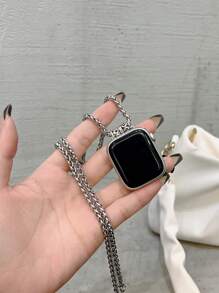 1pc Unisex Watch Band Strap Fits 38/40/41/44/45/49/42/46mm For Apple Watch S11/SE3/Ultra3/Ultra/SE/SE2/10/9/8/7/6/5/4/3/2/1 - Silver - View 4