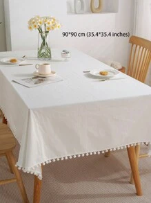 1pc White Tablecloth Art Rectangular Dining Table Coffee Table Tablecloth Simple Table Mat Coffee Table Cloth Cover - White - View 2