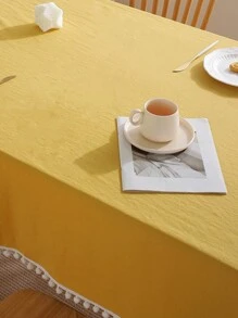 1pc White Tablecloth Art Rectangular Dining Table Coffee Table Tablecloth Simple Table Mat Coffee Table Cloth Cover - White - View 3