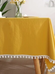 1pc White Tablecloth Art Rectangular Dining Table Coffee Table Tablecloth Simple Table Mat Coffee Table Cloth Cover - White - View 4