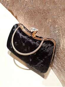 女士小型時尚晚宴袋,閃亮鑽石,閃閃發光的絨布手抓包,肩包