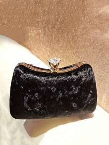女士小型時尚晚宴袋,閃亮鑽石,閃閃發光的絨布手抓包,肩包