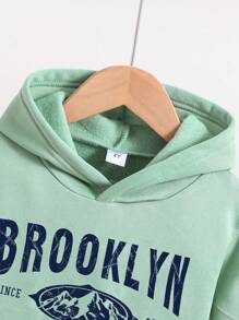 Chàng trai trẻ Ấm áp Hoodie Và Quần thể thao  Với In thư - màu xanh lá - Xem 3