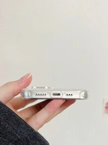 Cute Bunny Ballerina Shoe Phone Case With Seashell Texture - Silver - View 6