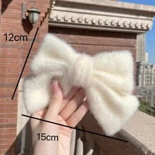 1入組白色蝴蝶結裝飾雪花聖誕秋冬髮夾 - 白色 - 查看 4