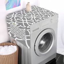 1pc Gray Flower Patterned Side Storage Bag Dust Cover For Refrigerator, Microwave, And Drum Washing Machine - Grey - View 4