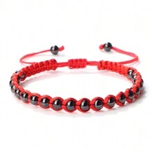 1 件幸運紅繩編織手鍊女式吊飾 5 毫米黑銅珠手鍊和手鐲男士瑜伽腕帶情侶禮物珠寶