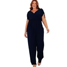LIA ROSA Plus Size Jumpsuits - 藏蓝色 - 查看 4