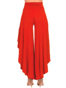 Wide Ruffled Skort Skirt - Orange - View 3