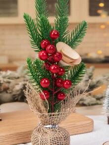 1pc Christmas Tree Shaped Ornament For Tabletop Decoration, Home Decor - Red - View 6