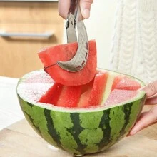1 件不锈钢西瓜切片机，大号水果切割工具，用于快速分割哈密瓜/甜瓜果肉，厨房水果刀 - 銀色 - 查看 9