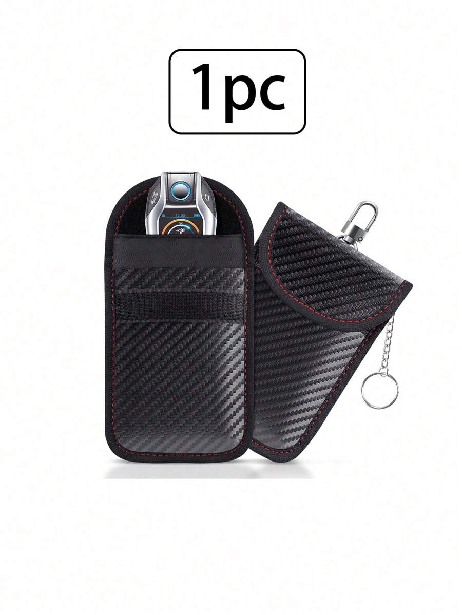 1個鎖匙盒專用袋,汽車rfid信號屏蔽鎖匙盒保護套,小巧便攜,適用於商務人士,日常存儲,教師禮物 - 黑色 - 查看 1