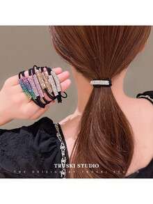 3入組女士超閃耀鑽石設計髮箍,彈性環保耐用髮圈,馬尾扣,女性髮飾,2023新產品