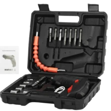 90 Degree Rotating Cordless Screwdriver Battery Operated Ergonomic Handle Rechargeable Easy Carry Mini Electric Screwdriver Power Tool Bit Set - Black - View 2