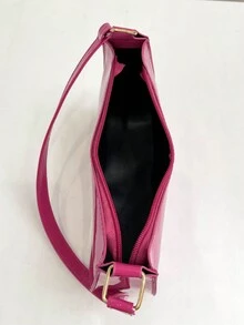 Solid Color Minimalist Women's Shoulder Bag - Hot Pink - View 6