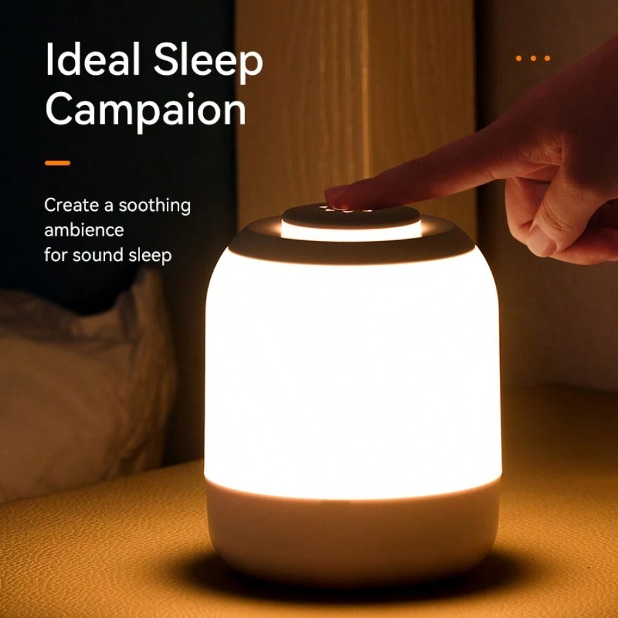 1pc Rechargeable Bedside Table Lamp, Touch Control Dimmable Cozy Night Light - Pink - View 1