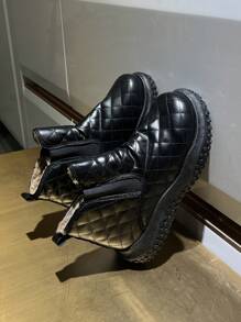 新款冬季女士保暖休闲弹力一脚蹬短靴，保暖内衬和厚橡胶鞋底