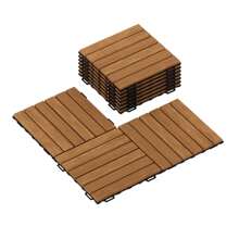Tioman Outdoor Decor Floor Decking Wood Tile Interlock 10PC/CTN, Interlocking Flooring Deck Tiles, Floor Tiles Patio Decor Deck Tiles For Balcony, Garden, Backyard, Honey Oak Color/Brown - Mustard Yellow - View 5
