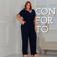 LIA ROSA Plus Size Jumpsuits - 藏蓝色 - 查看 1