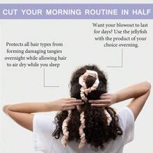 1 件装水母形免热卷发器，缎面免热卷发器，温和呵护秀发，适合女性，睡眠卷发器，免热卷发钩环，适合夜间发型 DIY