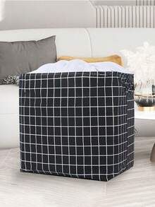 1 Pieza Bolsa De Almacenamiento Plegable Y Con Cordón De Tela De Alta Capacidad Para Ropa, Ropa De Cama, Mudanzas Y Empaquetado - rejilla negra - Ver 3