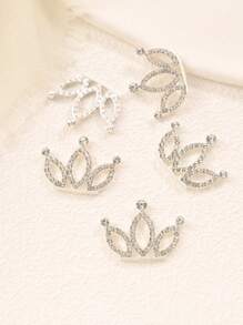 Bộ 5 Phụ kiện tóc tự làm sang trọng dành cho nữ Kẹp tóc hình vương miện có khoét rỗng & trang trí bằng kim cương giả - Bạc - Xem 7