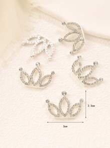 Bộ 5 Phụ kiện tóc tự làm sang trọng dành cho nữ Kẹp tóc hình vương miện có khoét rỗng & trang trí bằng kim cương giả - Bạc - Xem 6