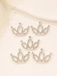 Bộ 5 Phụ kiện tóc tự làm sang trọng dành cho nữ Kẹp tóc hình vương miện có khoét rỗng & trang trí bằng kim cương giả - Bạc - Xem 5