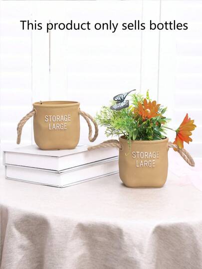 1個可攜式幸運袋風格塑料盆 - 適用於家庭客廳、門廳牆面掛花裝飾,花園掛壁盆栽