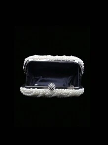 閃亮鑲鉆手拿包,銀色優雅派對手提包,適合女性