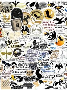 100pcs/Set Letter & Dragon Graffiti Stickers For Decoration, Diy, Waterproof, Suitable For Guitar, Notebook, Luggage Back To School - Multicolor - View 1