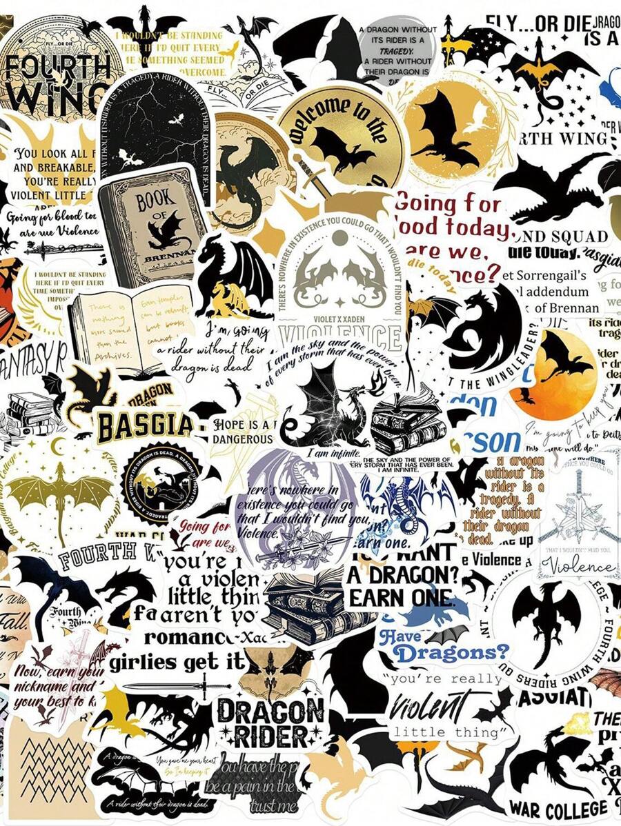 100pcs/Set Letter & Dragon Graffiti Stickers For Decoration, Diy, Waterproof, Suitable For Guitar, Notebook, Luggage Back To School - Multicolor - View 1