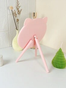 1pc Cartoon Cat Makeup Mirror With Stand, Ins Style Princess Mirror
