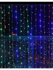 320 leds Pisca pisca 110v ou 220v Cascata 6 metros Cortina de Decoração Natalina Luze Natal Uso Interno e Externo - Multicolorido - Visão 3