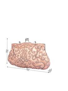 耀眼的雙面珠繡3d花朵晚宴包手提包,適用於派對場合,帶閃亮的亮片和閃粉 - 粉色 - 查看 4