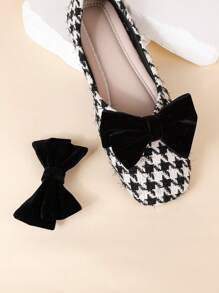 1對黑色絨面實色蝴蝶結鞋扣,diy可拆式,時尚鞋子裝飾,適用於高跟鞋和平底鞋