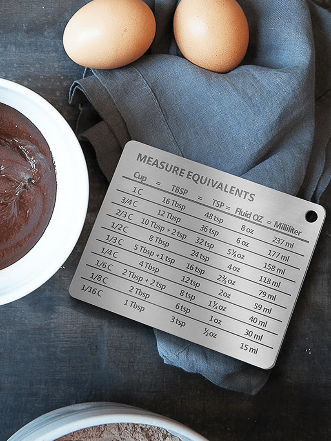 1pc Kitchen Conversion Chart Refrigerator 304 Stainless Steel