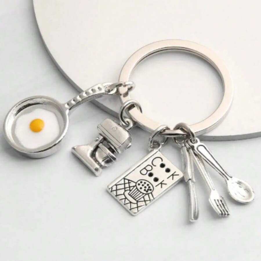 1pc Cooking Themed Women's Keychain With Fried Egg Pan, Mixer, Chef's ...