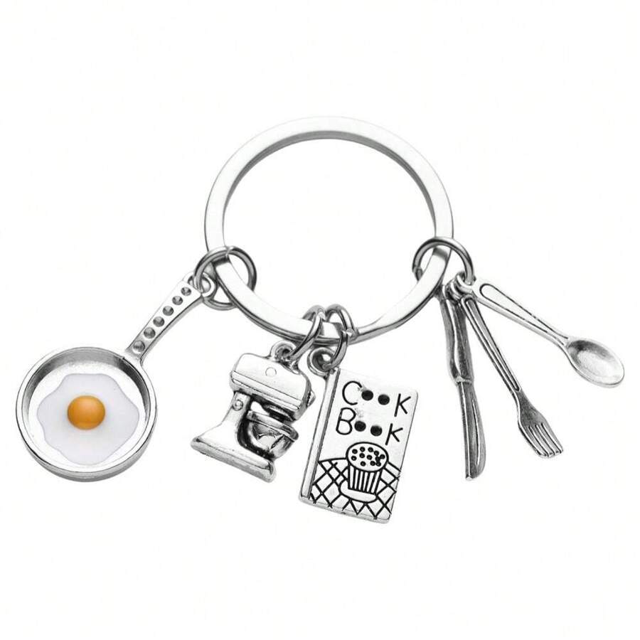 1pc Cooking Themed Women's Keychain With Fried Egg Pan, Mixer, Chef's ...