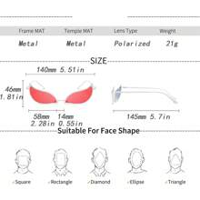 Doflamingo Style Straw Hat & Style Sunglasses Red Mirror Polarized Cat Eye Sunglasses Street Sunglasses Beach Sun Glasses Halloween - Red - View 6