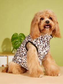 件寵物衣服豹紋羽絨服，保暖舒適，適合比熊犬、柯基犬和貴賓犬等狗狗，秋冬 - 彩色 - 查看 6