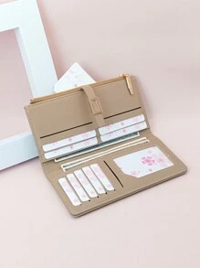 MINGYOU Long Style Women's Fashion Buckle Sweet Cute Wallet, Exquisite Zipper Wallet, Multi-Functional Card Holder Wallet, Student Gift - Camel - View 4