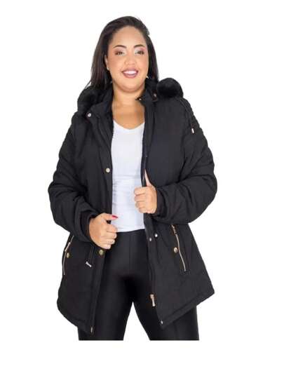Jaqueta Parka Plus Size Feminina Forrada