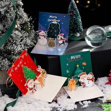 1pc Christmas Three-dimensional Greeting Card Set 3d Three-dimensional Christmas Handwritten Blessing Greeting Card Creative Christmas Gift Message Card Holiday Gift Card - Red - View 11