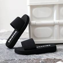 Scarpe da donna alla moda, casual e confortevoli, ciabatte nere con zeppa e fascia, adatte per interni ed esterni